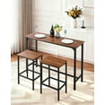 thumbnail image 2 of VEVOR Bar Table, 3PCS 47″ Bars Tables Set, Bar Tables and Chair Set with Rounded Edge Design, Rectangular Pub Table with Two Stools for Office Desk, Breakfast Corner, Mini Bars, Rustic Brown, Black, 2 of 9