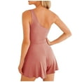 thumbnail image 4 of Womens Summer Sleeveless One Shoulder Rompers Solid Belted Pleated Flowy Shorts Rompers Casual Trendy Jumpsuist, 4 of 7