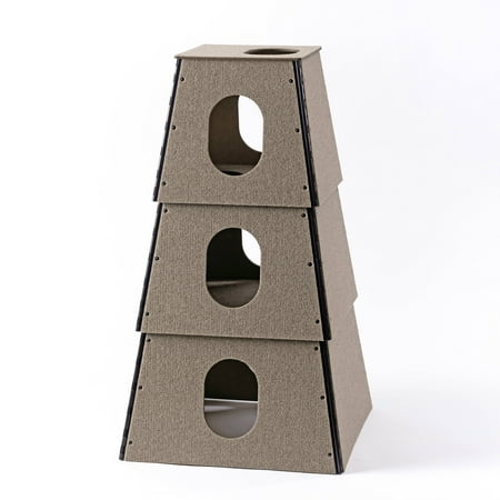 UPC: 0810117400729 | Happystack Cat Tower Model HS3SQTAN1 Pyramid Design in Tan Indoor/Outdoor Carpet
