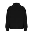 thumbnail image 4 of Womens Half Zip Fleece Pullover Long Sleeve Oversized Sherpa Sweatshirt Warm Zipper High Neck Fuzzy Sweater Tops (L, Black), 4 of 7