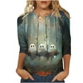 thumbnail image 2 of VKOYWKM Womens Tops 3/4 Sleeve Halloween Shirts Pumpkin Ghost Graphic T Shirts Loose Fit Crew Neck T-Shirts Halloween Costumes, 2 of 5