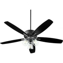 Quorum Lighting Breeze 52 5-Blade LED Ceiling Fan, Noir Finish, Matte Black/Weathered Oak Blades