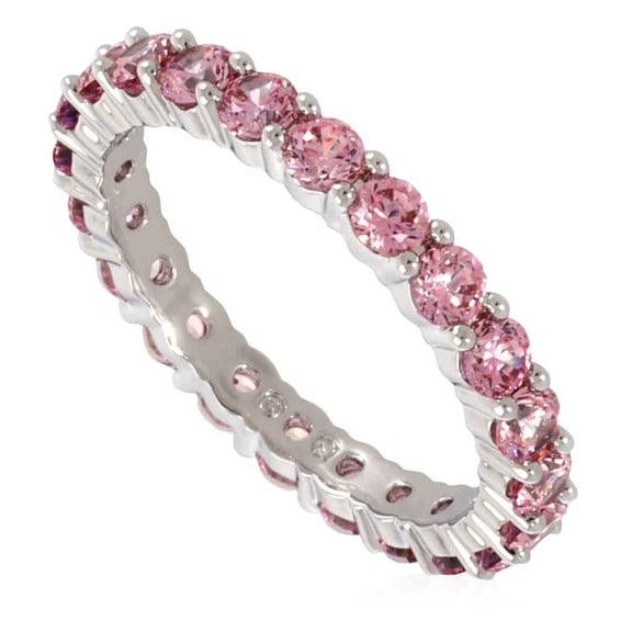 Swarovski Rhodium Plated Pink Round Cut Matrix Ring, Size 62 (US 9.5)