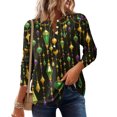 thumbnail image 6 of Mardi Gras Shirts for Women Sparkly Sequins Crew Neck Tunic Tops Mask Print Long Sleeve Green T Shirts Black 2XL, 6 of 6