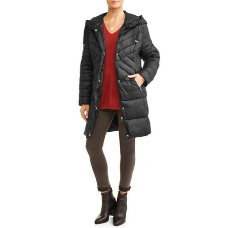 30 First Women's Chevron Puffer Coat and Adjustable Hood