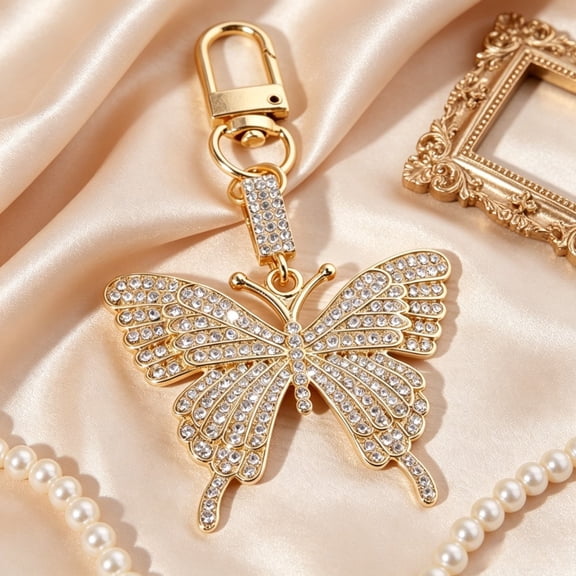 1pcs Crystal Butterfly Keychain and Alloy Bag Charm, Perfect for Your Phone, Handbag, or Keys