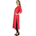 thumbnail image 4 of Bimba Women Rayon Straight Kurta Kurti 3/4 Sleeve Casual Summer Blouse, 4 of 7
