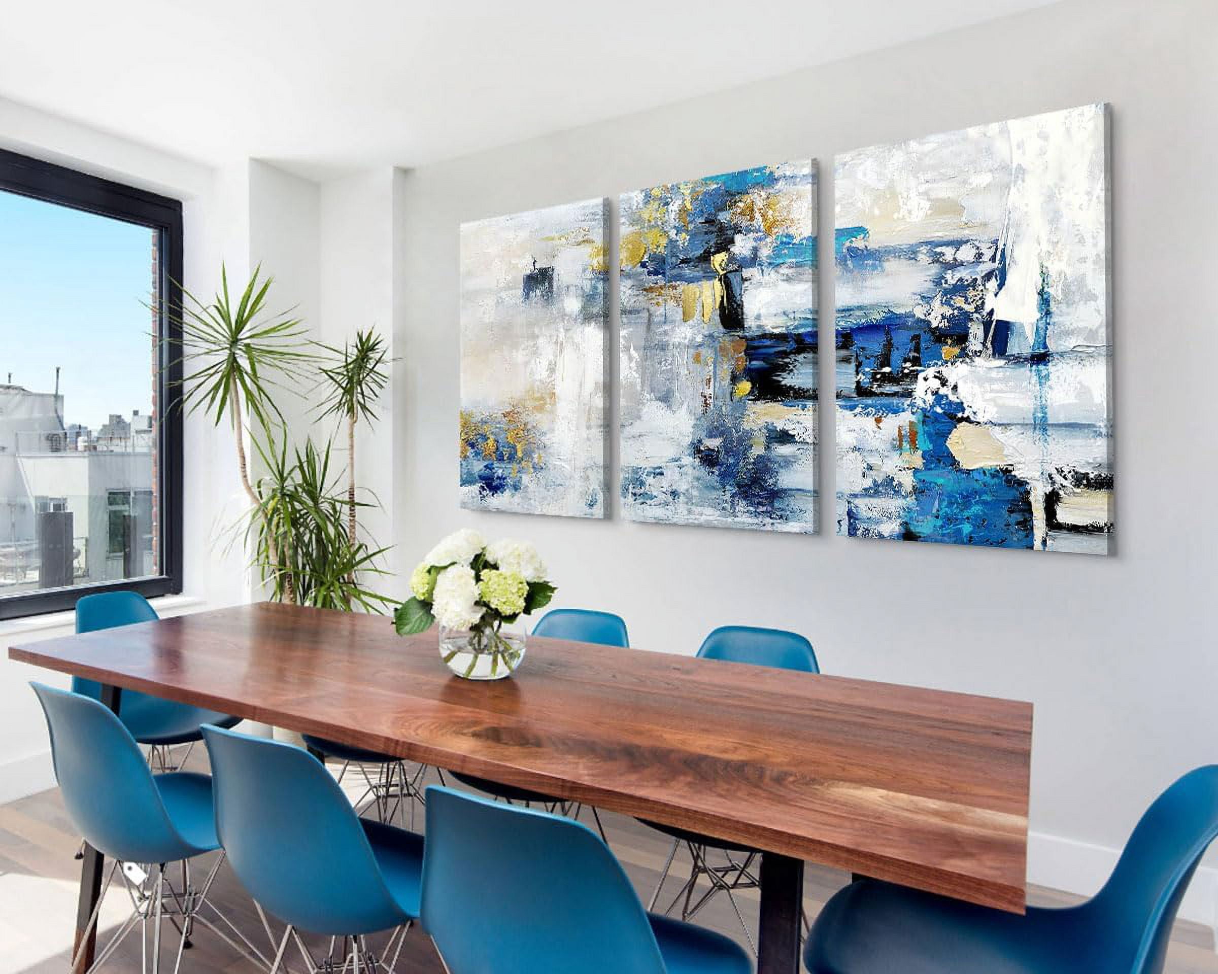 Paintings Living Room Office Wall Art Large Canvas Wall Pictures Navy Blue Artwork for Walls Modern Art Wall Decor Abstract Painting Huge Wall Decorations Dining Room Bedroom Artwork