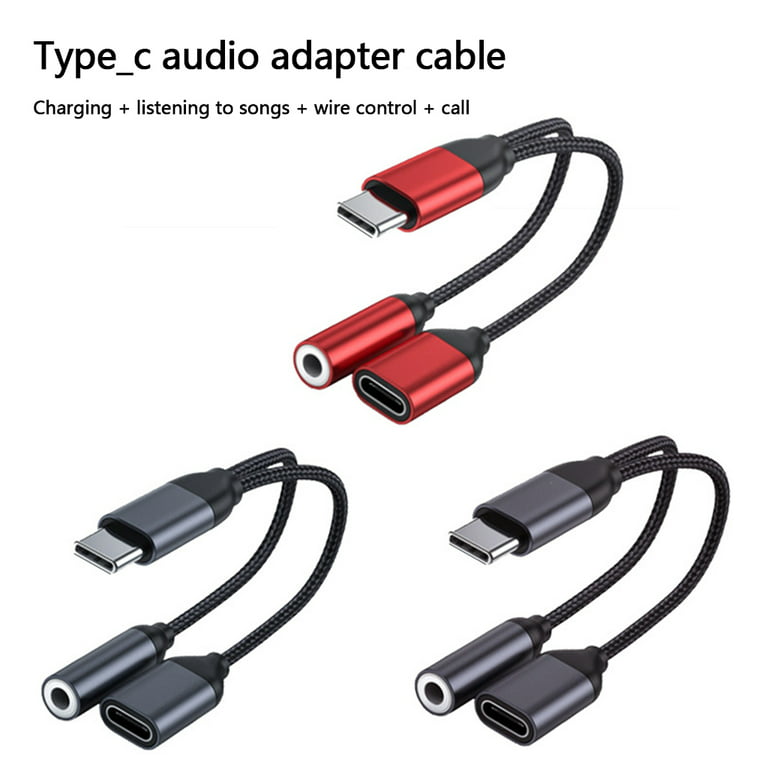 USB C 3.5mm Splitter Y Cable Audio Splitter Stereo Jack Headphones Adapter  Cable for Charging Listening to Song Call