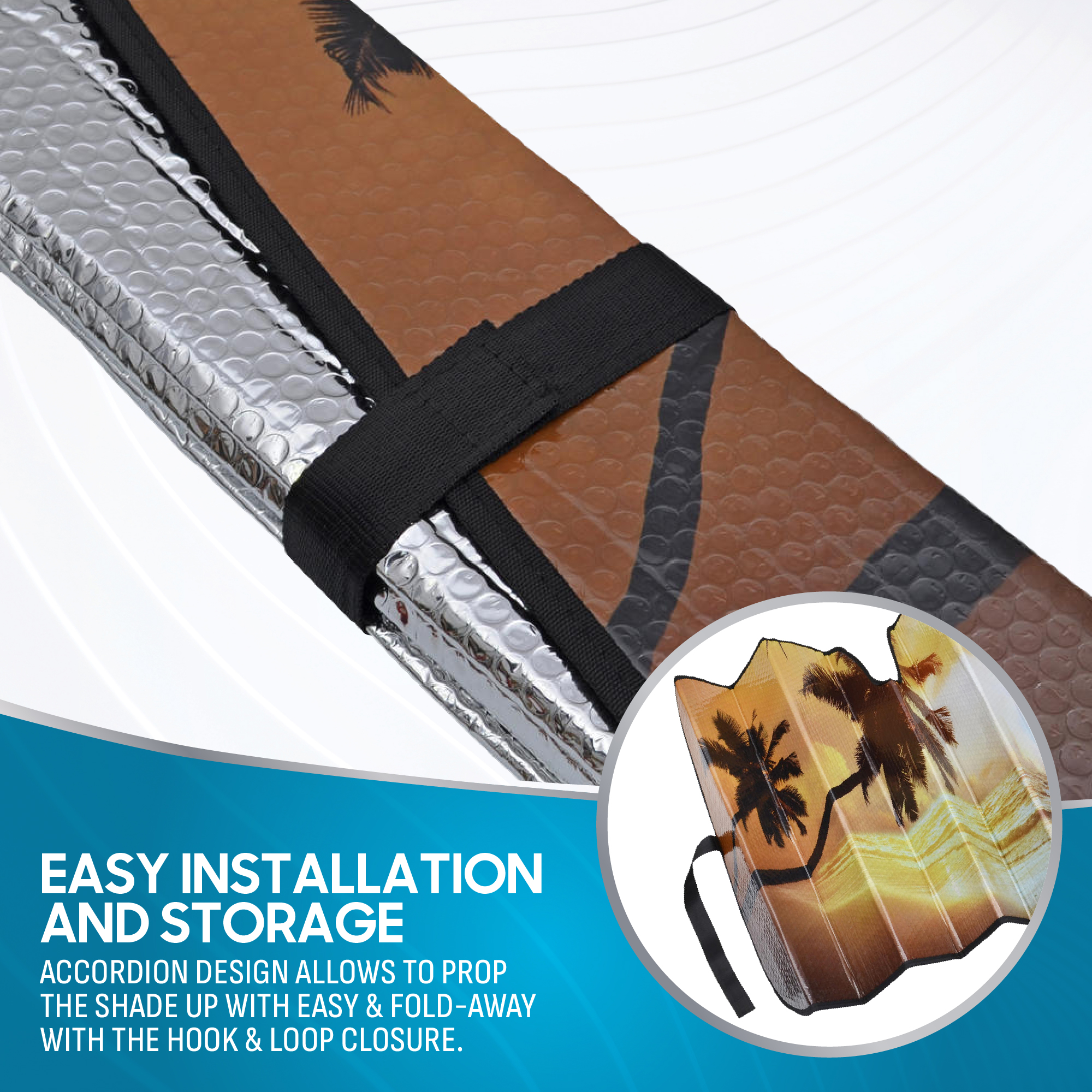 BDK Golden Sunset Windshield Sun Shade Accordion Fold photo 6