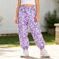 thumbnail image 2 of CONZONE Toddler Girls Cargo Pants Wide Leg Jogger Pants for Girls Elastic Waist Drawstring Trendy Fall Trousers with Pockets Size 4-5 Years, 2 of 9
