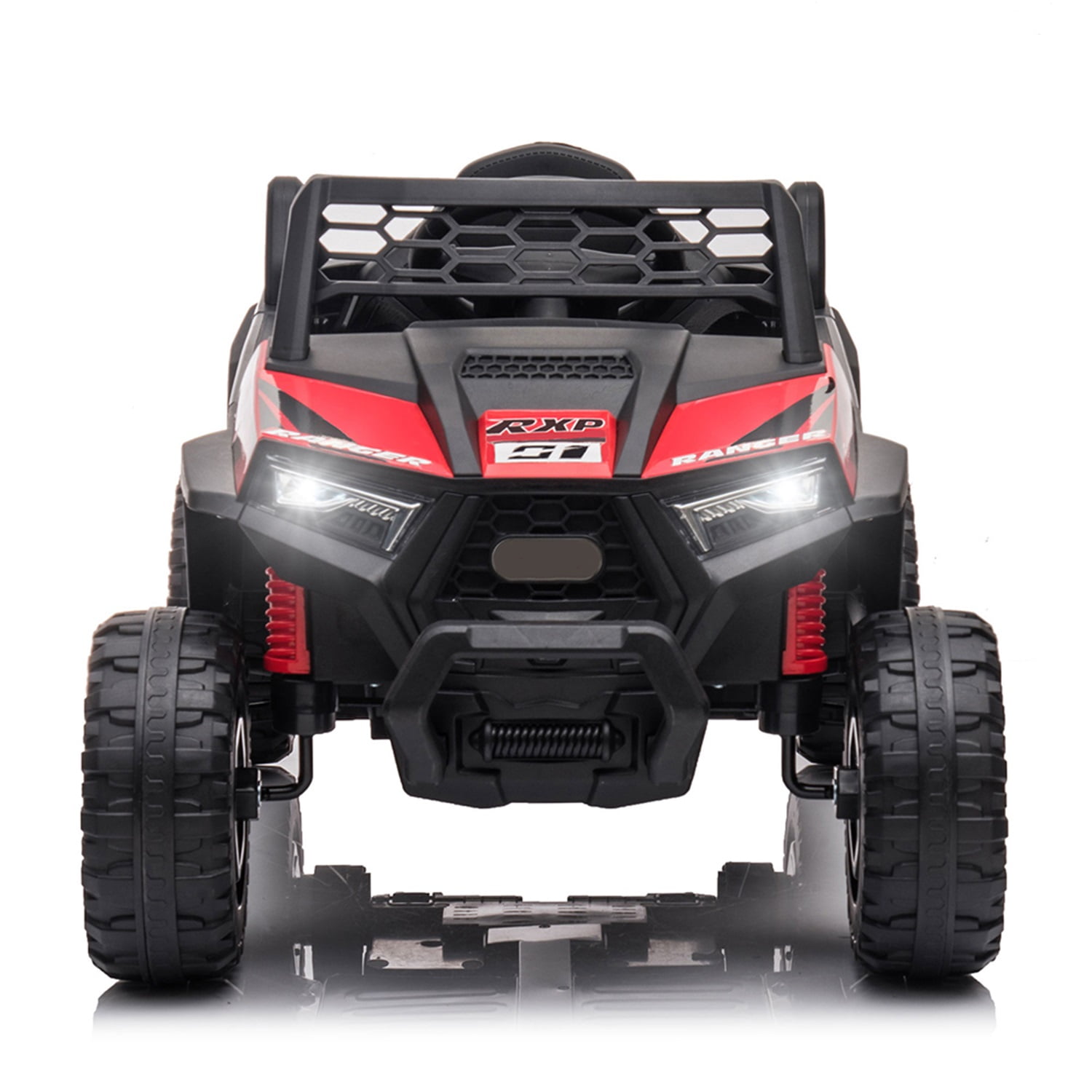 CIPACHO 12V Powered Ride-On UTV, Electric Kids Car with Front LED Lights and Horn, Foot Pedal, Music, LED, Red