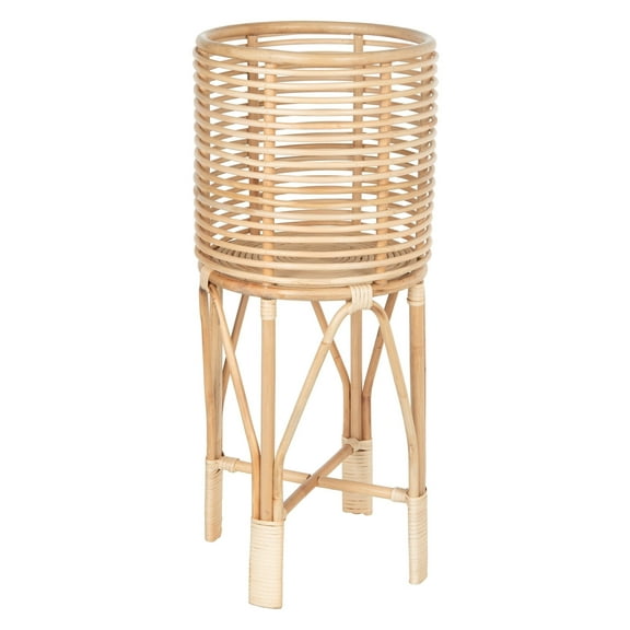 Kouboo Rattan Indoor Plant Stand, Rattan Modern Plant Stands for Living Room Balcony and Garden, Medium, Natural