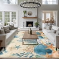 thumbnail image 3 of 5x7 Area Rugs for Living Room, Teal Blue Coastal Non Slip Area Rugs for Kitchen Bedroom Entryway, Summer Beach Starfish Shell Coral Nautical Retro Washable Carpet Runner Rug Floor Mats for Bedroom, 3 of 8