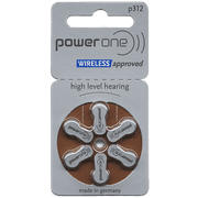 Power One Size 312 Zinc Air Hearing Aid Batteries (6 Batteries)