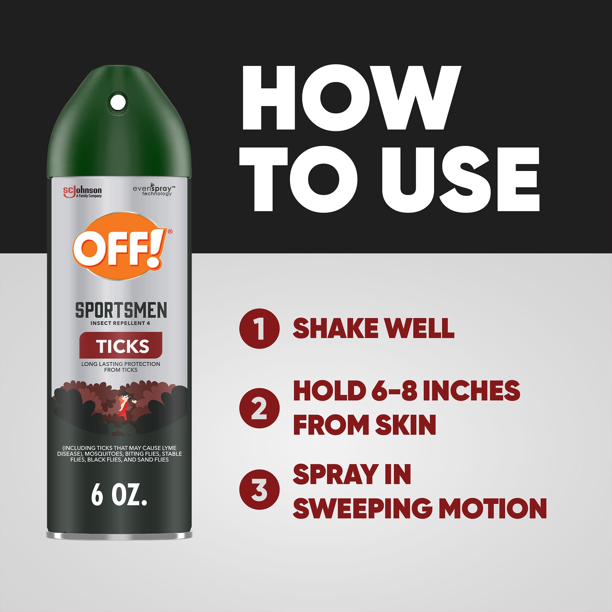 OFF! Sportsmen Long Lasting Protection Ticks 25% Deet Insect Repellent IV Aerosol, 6 oz