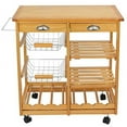 thumbnail image 5 of F2C Wooden Rolling Kitchen Island Trolley Cart Storage Cart Rack Shelf Organizer W/Drawers (Wooden Kitchen Island), 5 of 7