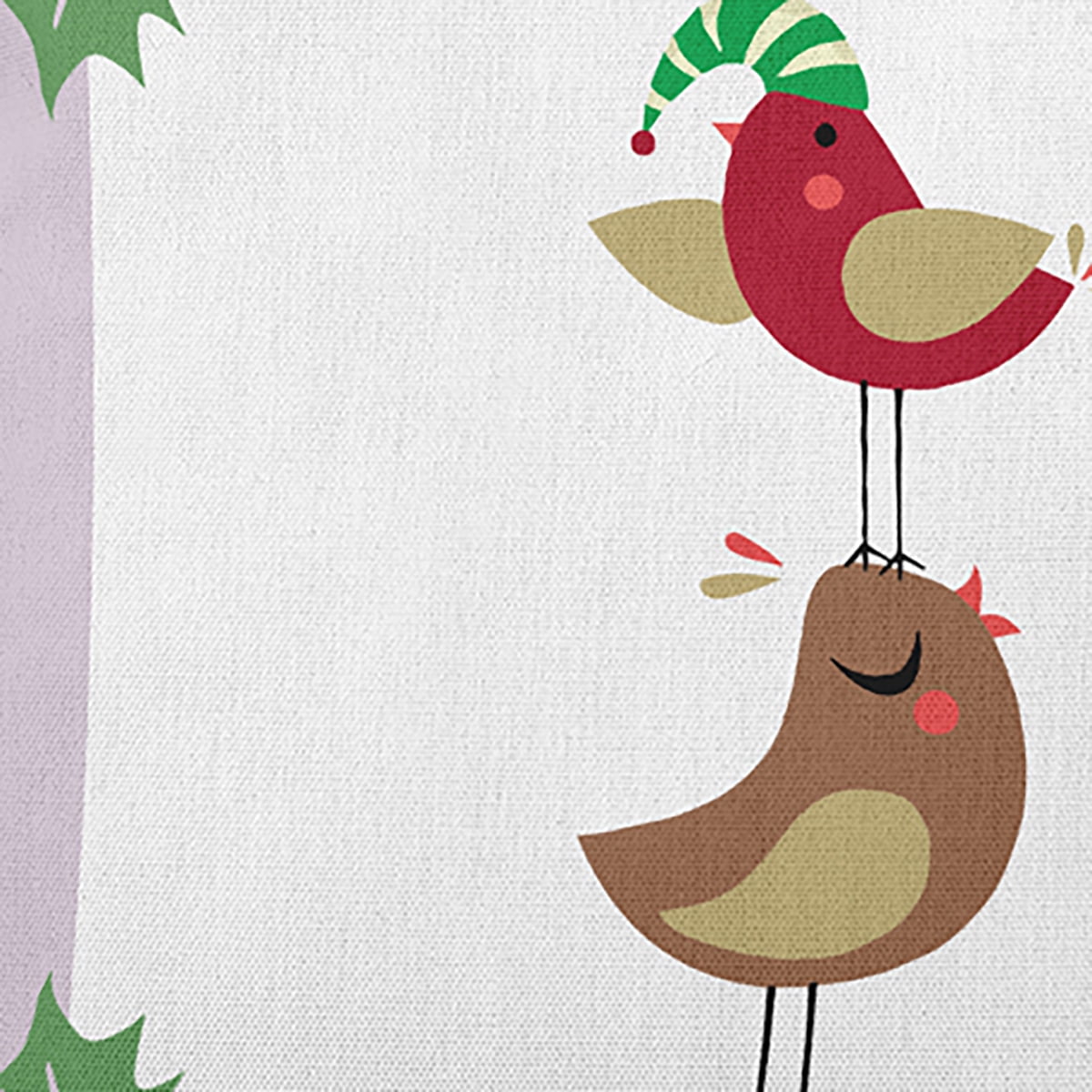 20" x 20" Simply Daisy Christmas Birds Polyester Indoor/Outdoor Pillow, Light Purple Qty 1