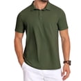 thumbnail image 2 of Mens Polo Shirt Quick Dry Short Sleeve Golf Business Casual Top Breathable Pique Knit T-Shirt for Sports Work Out Summer Army Green L, 2 of 7
