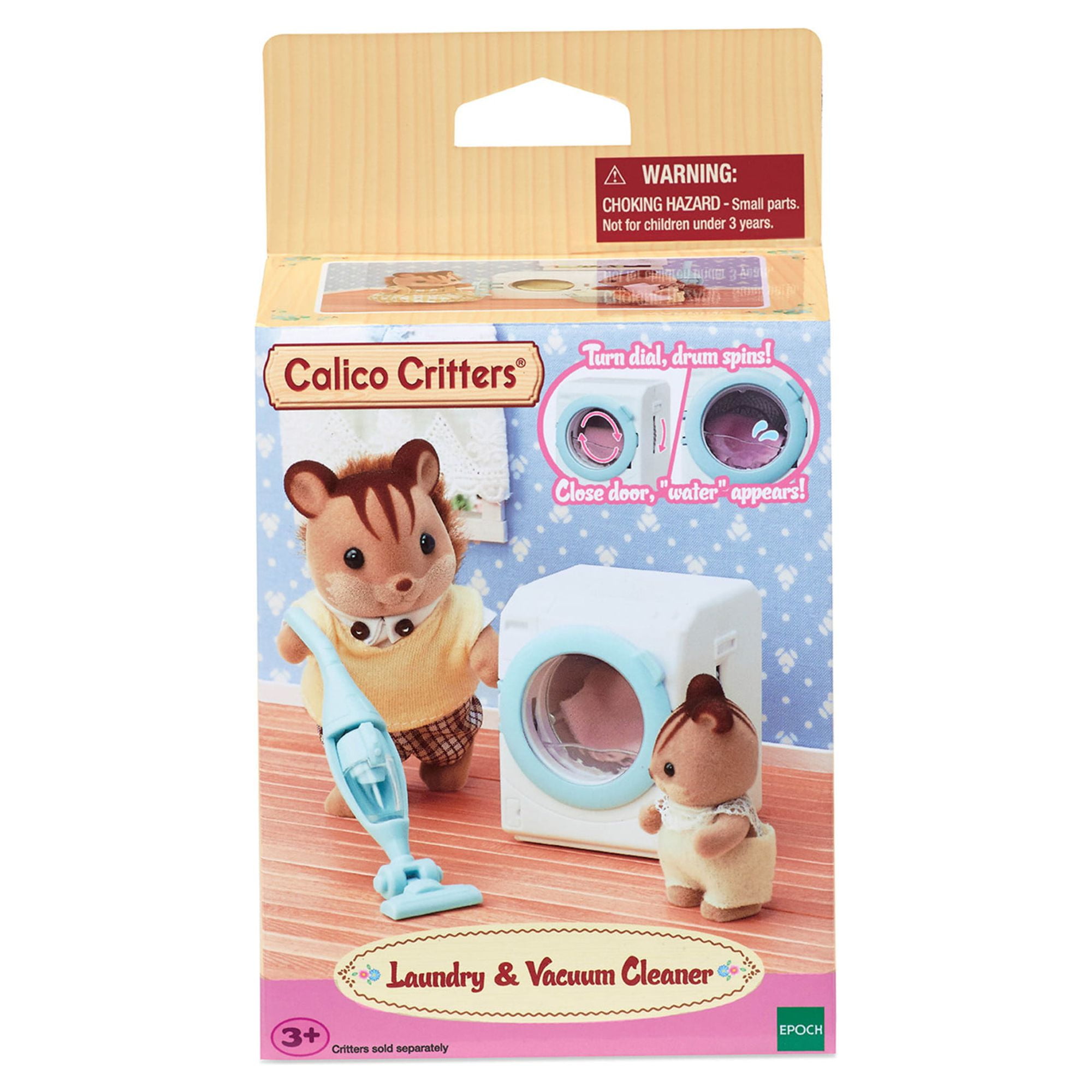 Calico Critters Laundry & Vacuum Cleaner, Dollhouse Furniture and Accessories with "Working" Features
