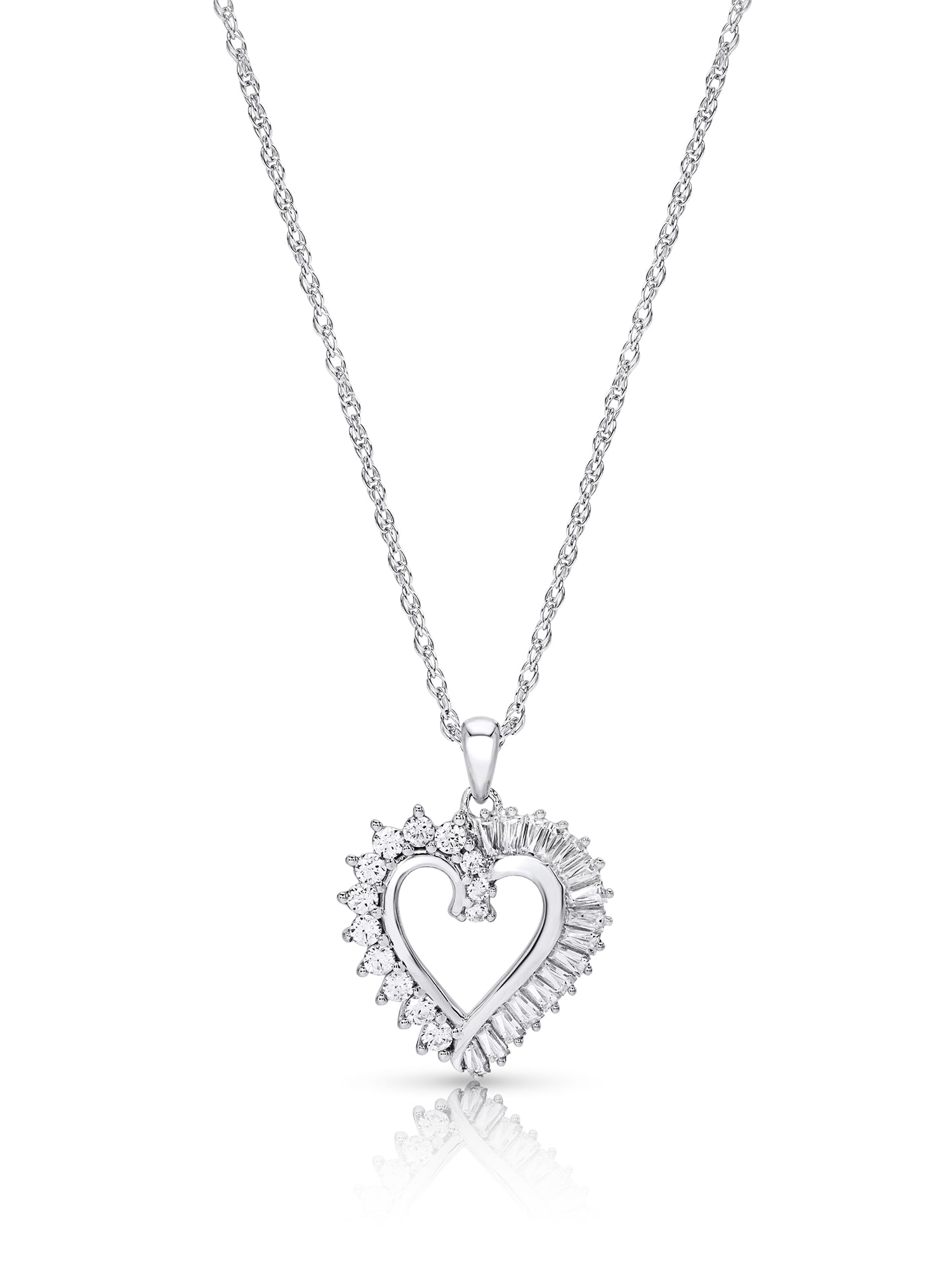 Girl Gift White Heart AAA Zircon Sterling 925 Silver Charm Pendant Necklace CH69