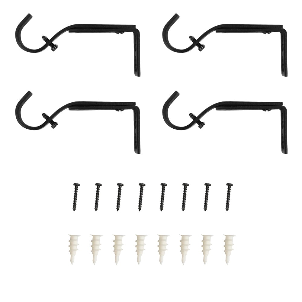 Lumi 1 in. Single Curtain Rod Bracket (4-Pack),Matte Black