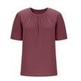 thumbnail image 5 of Womens Ruffle Pleated Summer Tops, Short Sleeve Shirts for Women Casual Loose Fit Solid Color Crewneck T-Shirts, 5 of 6