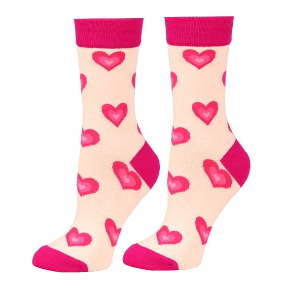 Valentine‘s Day Gift Socks, Heart Pattern Knit Crew Socks for Her/Him, Cozy Present for February 14th, Anniversary & Love C 1pcs