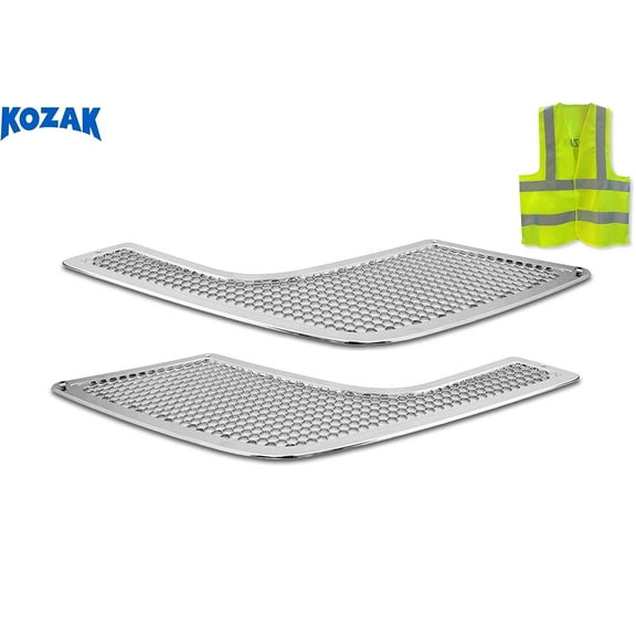 Side Grille Hood Mesh Air Intake Vents Chrome Set Compatible with Volvo VNL 2004-2017