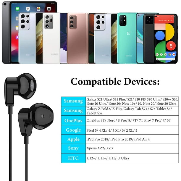 Écouteurs USB C pour Samsung Galaxy A33 A53 S22 Ultra S21 S20 FE