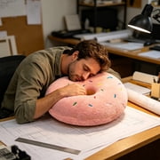 MMJ Throw Pillow Donut Shape Round Cushion 15.75in Soft Cozy Decorative for Sofa Bed Brown Pink Green