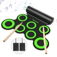 thumbnail image 1 of PAXCESS Juego de batería electrónica, almohadilla de práctica de batería enrollable, kit de batería midi con conector para auriculares, altavoz incorporado, pedales de batería, baquetas, 10 horas de t, 1 of 5