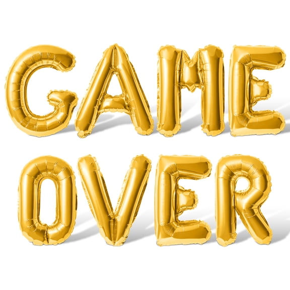 Letter Balloons - GAME OVER 16" Inch Alphabet Letters Foil Mylar Balloon Birthday Party Banner (Gold)