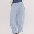 thumbnail image 6 of RYRJJ Women's Pants Wide Leg Trousers Low Rise Loose Baggy Elastic Waist Trousers Fall Casual Slouchy Streetwear Y2K Trousers with Pockets(Light Blue,L), 6 of 9