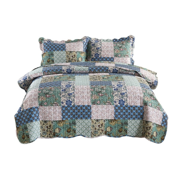MarCielo Ensemble de Courtepointe Imprimée 3 Pcs Couvre-Lit Léger B026