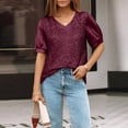 thumbnail image 6 of Laqbezok Women V-Neck Sequin Sparkly Velvet Short Puff Sleeve Party Top Fashion Sparkle Outfit, 6 of 6