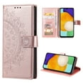 thumbnail image 6 of Wallet Case Compatible with Samsung Galaxy S24 PU Leather, Mandala Flower Floral Embossed Stand Feature with Wrist Strap and 3-Slots ID & Credit Cards Pocket Magnetic Clasps - Rosegold, 6 of 7