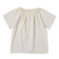 thumbnail image 2 of VNKIDY Girls Tees Summer Clothing Baby Girls Round Neck Plain Color Linen T Shirt With Pure Texture Breathable Short Sleeved T Shirt Stylish Tops, 2 of 3