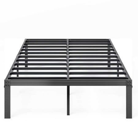 qftime 14  queen metal bed frame with steel slats  heavy duty mattress foundation