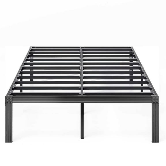 QFTIME 14" Queen Metal Bed Frame with Steel Slats, Heavy Duty Mattress Foundation