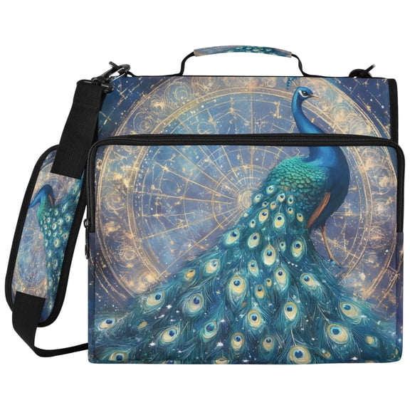 ALAZA Zipper Binder Peacock1 Pattern 2 inch 3 Ring 500 Sheet Capacity Trapper Keeper File Folder Organizer Bag