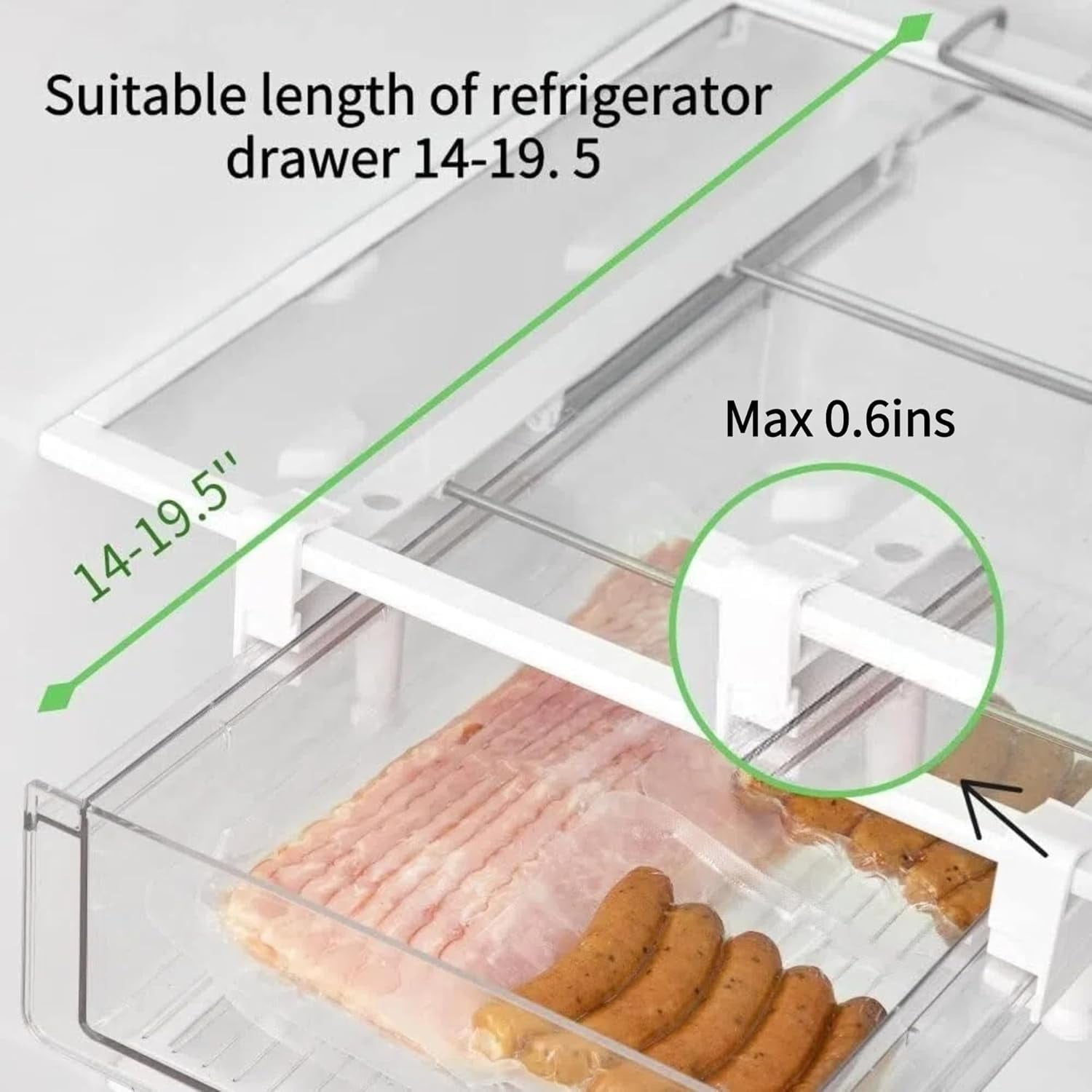 Fridge 28 Egg Drawer Pull Out,Clear Egg Holder Tray for Refrigerator With Handle, Refrigerator Organizer Bins Heavy Duty