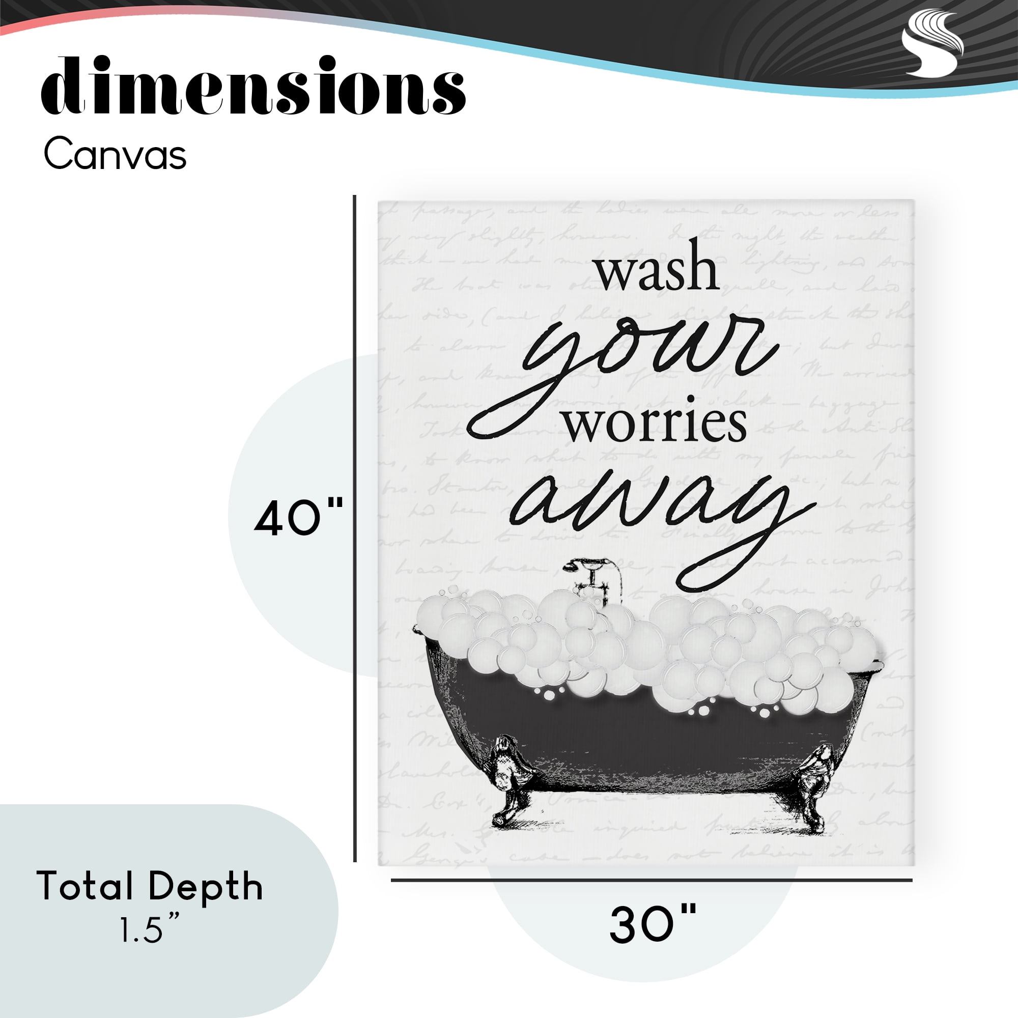 Bubble Bath Wash Worries Canvas Wall Art, design by Lettered and Lined