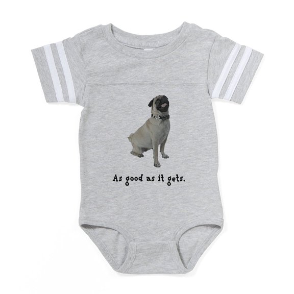 CafePress - FIN Silver Pug Good - Cute Infant Baby Football Bodysuit