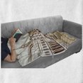 thumbnail image 6 of Venice Soft Flannel Fleece Blanket, Stencil Art Display of Tranquil Venetian Landscape Bridge Buildings and Gondola, Cozy Plush for Indoor and Outdoor Use, 50" x 60", Burgundy Cream, by Ambesonne, 6 of 6