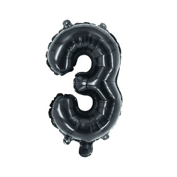 Number Three Balloon Black Number 3 Balloon 32" Foil Mylar Black Number Balloon