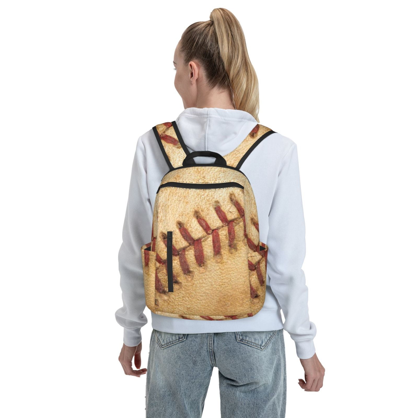Defioc Vintage Baseball Pattern Travel Laptop Backpack,Lightweight Backpack Travel Hiking Daypack Backpack Work Bag for Men Women