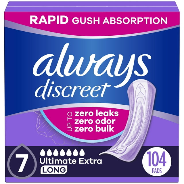 Almohadillas para incontinencia Always Discreet Ultimate Extra, 104 unidades
