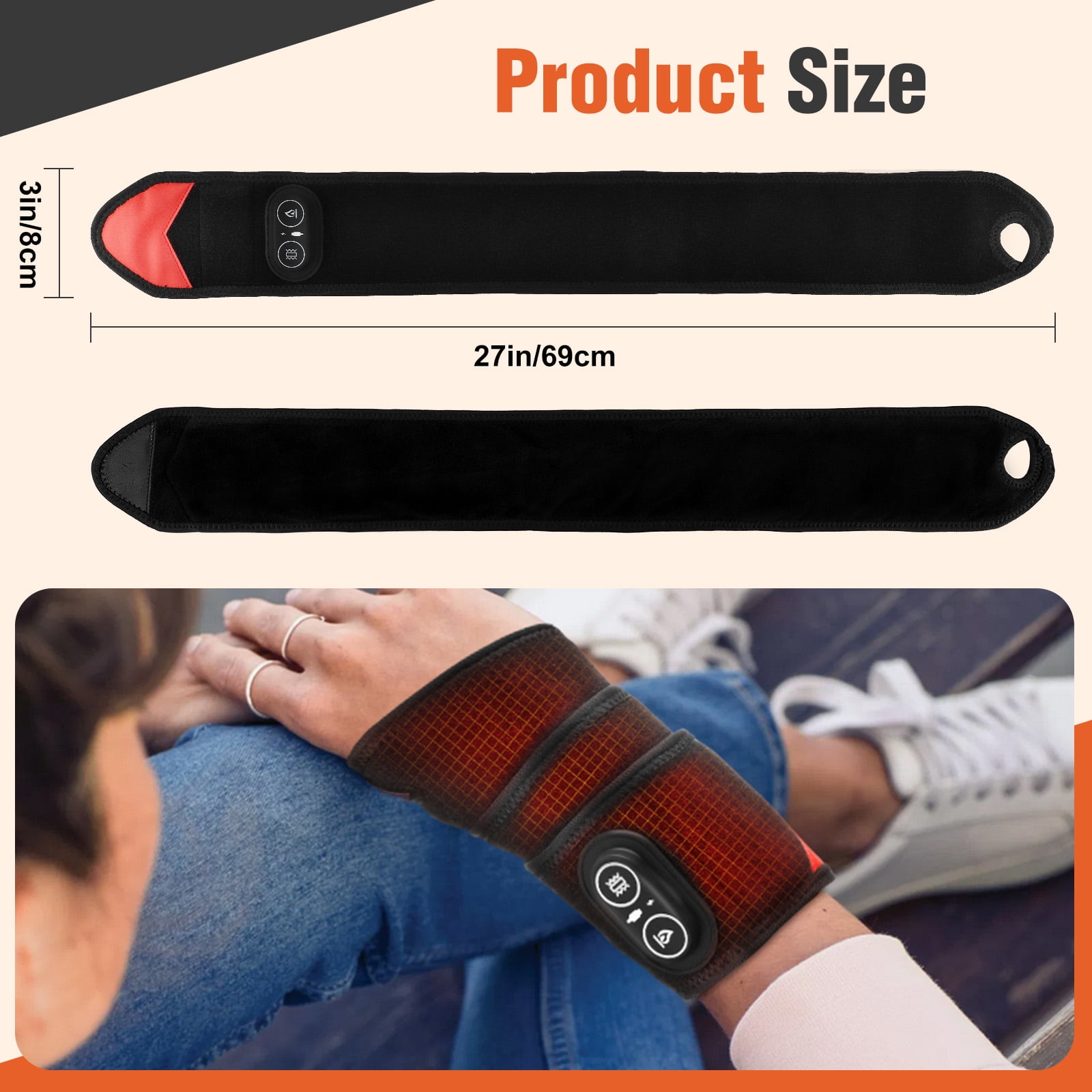 Wrist Heating Pad Wrap Massage, Heated Wrist Braces Carpal Tunnel, Elbow Knee Wrist Ankles Brace Heating Pad, Hand Brace Support Relax, 3000mAh, Gifts for Family, Travel