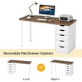 thumbnail image 2 of Finmind Computer Desk with 5 Drawers, 47 inches Rustic Brown Home Office Desk with Storage, Modern Study Writing Table Workstation for Small Spaces, Brown & White, 2 of 5